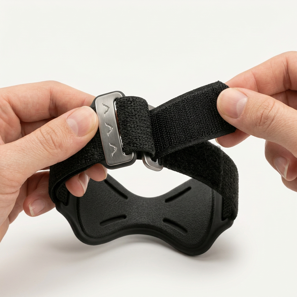 Close-up of the adjustable Valieno strap closure